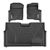YITAMOTOR® 2010-2014 Ford F-150 SuperCrew/Crew Cab Floor Mats, Custom Fit 1st & 2nd Row, Black TPE All-Weather Guard