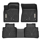 All-Weather Floor Mats for 2021-2025 Nissan Rogue, TPE 1st & 2nd Row Car Floor Liners, Slush Protection, Black