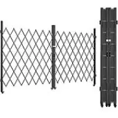 Double Folding Security Gate, 85"" H x 150"" W, Steel Accordion Design, 360° Rolling, Barricade Gate with Keys, Aluminium Mesh