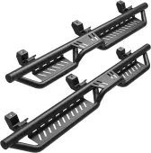Black Nerf Bars & Side Steps for 2007-2018 Chevy Silverado/GMC Sierra 1500 Crew Cab, 2007-2019 2500/3500HD, Two-Step Roof Access Running Boards
