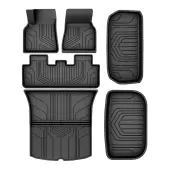 Custom Floor Mats for Tesla Model Y 2020-2025, Full Set All-Weather Cargo Liners & Rear Trunk Tray, Interior Accessories in Black