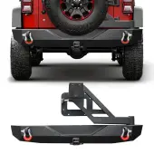 YITAMOTOR® 07-18 Jeep Wrangler JK JKU Rubicon Sahara Sports Rear Bumper with Tire Carrier & 2"" Hitch Receiver