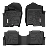 All-Weather Custom Fit Floor Mats for 2017-2021 Nissan Titan & Titan XD Crew Cab (with 1st Row Bucket Seat), 1st & 2nd Row Floor Liners, Black