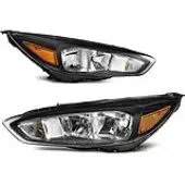 YITAMOTOR® Pair For 2015-2018 Ford Focus Headlights Assembly Lamps Left+Right Set Black