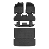 Custom Fit All-Weather Floor Mats for 2022-2025 Nissan Pathfinder 7-Seat, TPE Liners for 1st, 2nd, 3rd Rows & Trunk, Full Set Black (Only Fits 7-Seat)