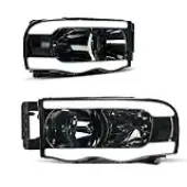 YITAMOTOR® LED Tube Headlights Assembly For 2002-2005 Dodge Ram 1500/2003-2005 Dodge Ram 2500 3500 DRL Headlight Headlamp Replacement Pair Smoke Lens