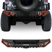 OEDRO Rear Bumper For 2007-2018 Jeep Wrangler JK & Unlimited JKU (2/4 Doors), Rock Crawler Bumper with 2 x D-Rings