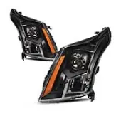 YITAMOTOR® Headlight Assembly Compatible with 2010-2016 Cadillac SRX (Models Halogen Headlights Only) Black Housing Clear Lens Amber Reflector