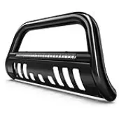 YITAMOTOR® Bull Bar Compatible with 2005-2021 Nissan Frontier w/LED Light Bar, 3"" Tubing Brush Guard Pickup Truck Front Bumper Push Bar w/Grille Skid