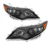 YITAMOTOR® 2012-2014 Toyota Camry L/LE/XlE Headlight Assembly Black Projector Amber Reflector