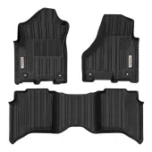 Custom Fit TPE All-Weather Floor Mats for 2019-2024 Ram 2500/3500 Crew Cab, Front & Rear Row Liners, Black