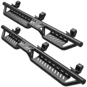 Running Boards & Side Step Compatible with 2018-2025 Jeep Wrangler JL 4 Door, Black Powder Coated Nerf Bar with Two-Stair for Roof Operation