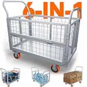 Platform Truck Cart W/Cage Foldable Flatbed Cart for Grocery & Warehouse 2000LBS