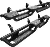 6"" Running Boards Compatible with 2024 Toyota Tacoma Double/Crew Cab 4 Full-Size Doors, Two Stair Design Side Step Rails Carbon Steel Running Boards