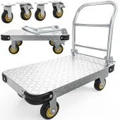2000 LBS Heavy Duty Platform Truck Push Cart Dolly, Foldable Large Flatbed Cart with 6"" Swivel Wheels