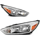 YITAMOTOR® Pair For 2015-2018 Ford Focus Headlights Assembly Lamps Left+Right Chrome Amber