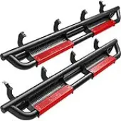 OEDRO Running Boards for 2022-2026 Toyota Tundra CrewMAX Cab, Powder Coated Black and High Gloss Red Bolt-on Side Steps