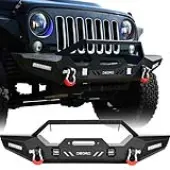 OEDRO® Front Bumper for 2007-2018 Jeep Wrangler JK & Unlimited, with 4 x LED Lights & 2 x D-Rings