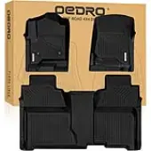 OEDRO Floor Mats for 2014-2018 Chevy Silverado/GMC Sierra 1500, 2015-2019 Silverado/Sierra 2500/3500 Crew Cab, Black TPE All Weather Floor Liner Set
