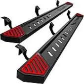 OEDRO 6.5"" Running Boards Compatible with 2005-2023 Toyota Tacoma Double Cab/Crew Cab, Steel Side Steps Nerf Bars Rails, Black and Red