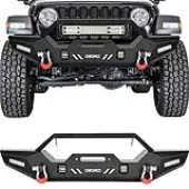 OEDRO Front Bumper for 2018-2025 Jeep Wrangler JL & Unlimited, 2020-2025 Jeep Gladiator with 4 x LED Lights & 2 x D-Rings