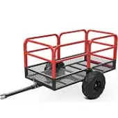 YITAMOR 1500lb ATV Lawn Trailer - 15 Cu.Ft Dump Cart w/ Red Guardrails