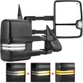 YITAMOTOR Chrome Towing Mirrors - 2003-2006 Silverado/Sierra/Suburban | Power Heated, Switchback Lights, Manual Fold