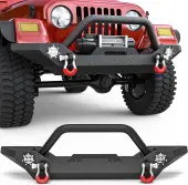 YITAMOTOR® Front Bumper For 1987-2006 Jeep Wrangler TJ YJ Rock Crawler Powder Coated W/ Led Lights + D-Ring