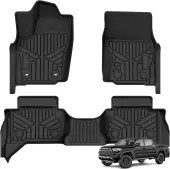 YITAMOTOR All-Weather Floor Mats for 2024-2025 Toyota Tacoma Double Cab (Auto Trans) - Front & Rear Row