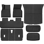 YITAMOTOR 9-Piece All-Weather Floor Mat Set for Tesla Model Y (5-Seater) - Full TPE Interior Protection