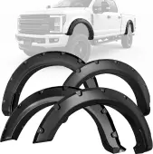 YITAMOTOR 4PCS Smooth Black Fender Flares for 2023-2024 Ford F-250 F-350 Super Duty - Pocket Riveted Style Wheel Arch Covers
