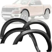 YITAMOTOR Smooth Black Fender Flares for Dodge Ram 1500 (2009-2018 & 2019-2022 Classic) - Front/Rear Wheel Well Guards