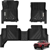 YITAMOTOR® Floor Mats For 2016-2023 Toyota Tacoma, 1st & 2nd Row All Weather Protection, Black