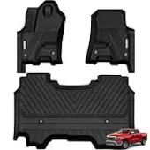 YITAMOTOR All-Weather TPE Floor Liners for 2025 RAM 1500 Crew Cab (No Rear Storage) | 1st & 2nd Row Set