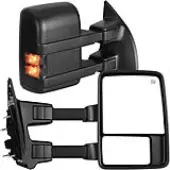 YITAMOTOR Power Heated Towing Mirrors for 1999-2016 Ford F250 F350 Super Duty | Manual Telescoping & LED Signal