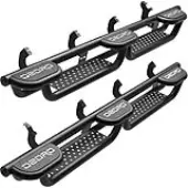 OEDRO Running Boards w/Three Raised Steps Compatible with 2022-2025 Toyota Tundra CrewMax Cab, Wheel to Wheel Side Steps, Bed Access Nerf Bar, Black