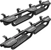 OEDRO Running Boards w/Three Raised Steps Compatible with 2020-2025 Jeep Gladiator JT 4 Door, Wheel to Wheel Side Steps, Bed Access Nerf Bar, Black