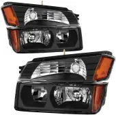 YITAMOTOR® Headlight Assembly for 2002-2006 Chevy Avalanche Pickup Black Housing with Body Cladding Models