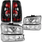 YITAMOTOR® 2003-2006 Chevy Silverado Chroming Headlight + Black Tail Lights Set