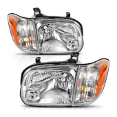 YITAMOTOR® Chrome Headlights for 2005 2006 Toyota Tundra / 05-07 Sequoia Headlamps Left + Right