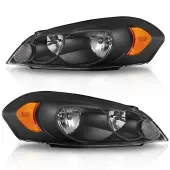 YITAMOTOR® 2006-2013 Chevy Impala 2006 2007 Chevy Monte Carlo Headlamp Black Housing Amber Reflector Headlight Assembly