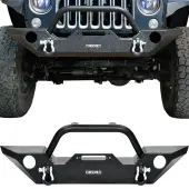 OEDRO Front Bumper for 2007-2018 Jeep Wrangler JK & Unlimited with Winch Plate Mounting & 2 D-Rings, Rock Crawler Star Guardian Design