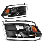 YITAMOTOR® LED DRL Headlight Assembly Compatible with 2009-2018 Dodge Ram 1500/10-18 Dodge Ram 2500 3500/19-22 Ram 1500 Classic Pickup Headlamp Replac