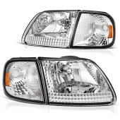 YITAMOTOR® 1997-2004 Ford F-150, 1997-2002 Ford Expedition Headlight Assembly Replacement Chrome Housing