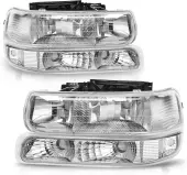 YITAMOTOR® 1999-2002 Chevy Silverado/2000-2006 Tahoe Suburban Headlights Assembly with Bumper Lights