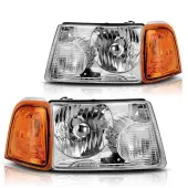 YITAMOTOR® 2001-2011 Ford Ranger Headlight Assembly Chrome Housing Amber Corner Lights Headlamp