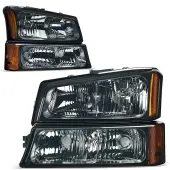 YITAMOTOR® 2003-2006 Chevy Silverado Avalanche Pickup Headligts Assembly Smoke Lens