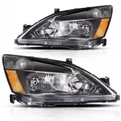 YITAMOTOR® 2003-2007 Honda Accord Headlight Assembly OE Headlamp Amber Reflector Black Housing