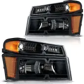 YITAMOTOR® 2004-2012 Chevy Colorado/ 04-12 GMC Canyon Headlight Assembly Black Housing Amber Reflector