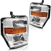 YITAMOTOR® 2008-2010 Ford F-250 F-350 F-450 F-550 Super Duty Headlights Assembly Chrome Housing